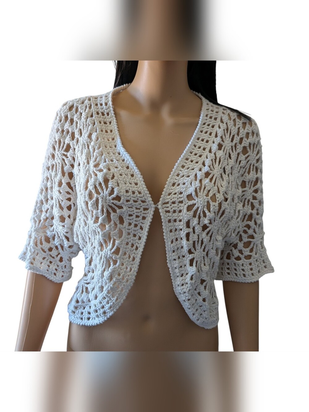 Ana White Crochet Cardigan Sweater